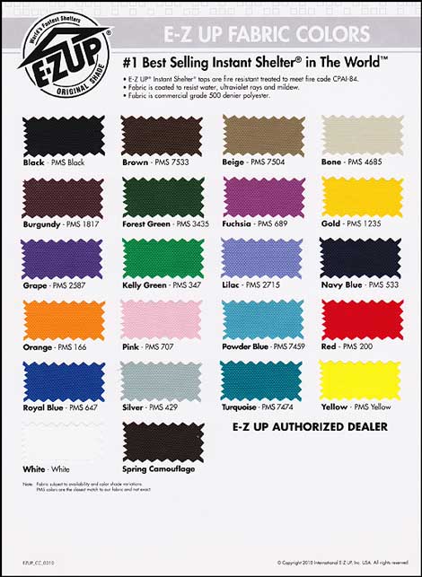 E-Z UP available canopy fabric colors