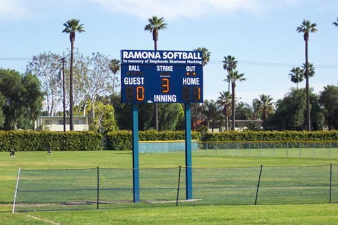 Softball Scoreboard. Ramona H.S. Riverside, Ca